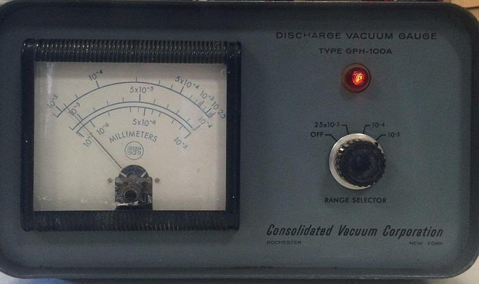 Used GPH- 100 A, Discharge Vacuum Gauge by Consolidated Vacuum Co.
