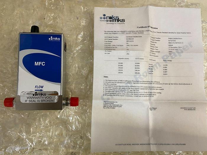 Used MKS MFC GE50A013202R6V020 MASS FLOW METER