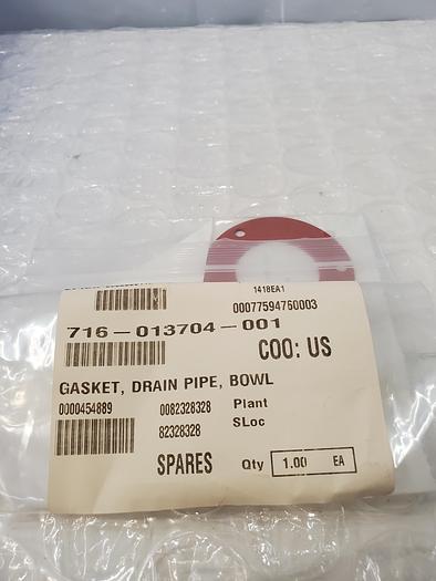 Used 716-013704-001 GASKET, DRAIN PIPE, BOWL