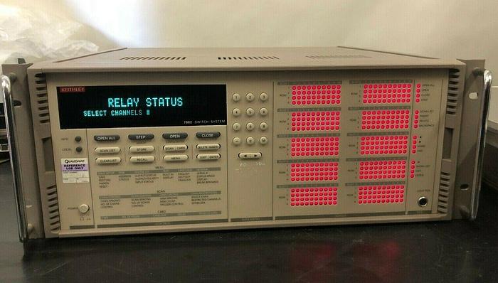 Used KEITHLEY 7002 SWITCH SYSTEM WITH 10 KEITHLEY 7012-2 4X10 MATRIX CARDS