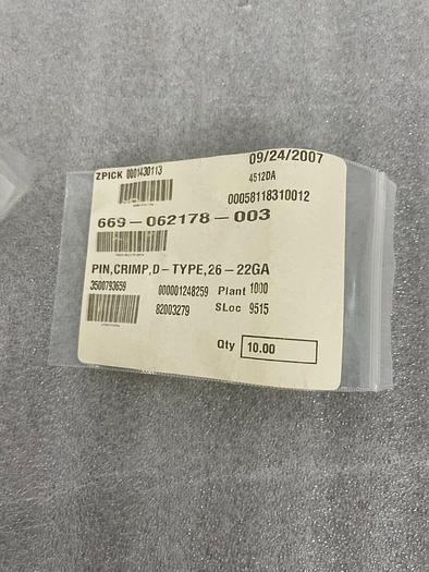 669-062178-003 PIN, CRIMP D-TYPE (lot of 10)