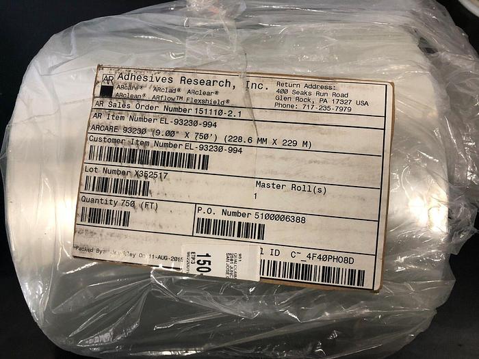 Used ADHESIVES RESEARCH INC. ARCARE 93230 (9.00 x 750) (228.6MM x 229m)
