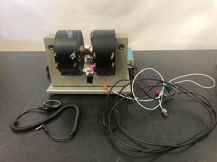 Used LAKE SHORE Electromagnets on stand with 2.5''thick x5.5'' dia WITH 110 CURRENT