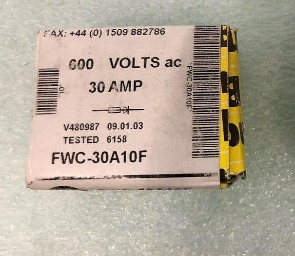 Used Bussmann FWS-30A10F 30AMP FUSE 600 VOLTS