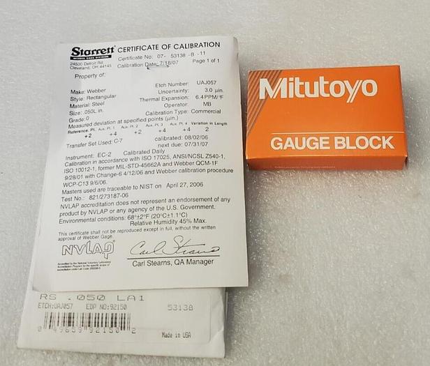 MITUTOYO GAUGE BLOCK 06011