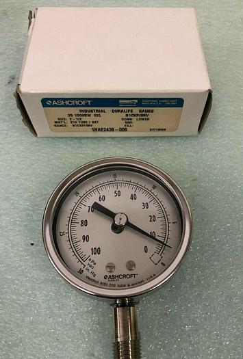 Used ASHCROFT INDUSTRIAL DURALIFE GAUGE 25 1009SW 02L