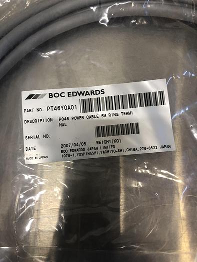Used BOC EDWARDS PT46Y0A01 P046 POWER CABLE 5M RING TERMINAL