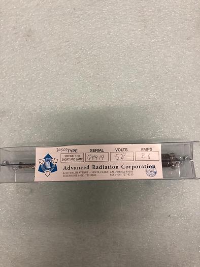 Used ARC 500 WATT HG SHORT ARC LAMP 8.6AMPS